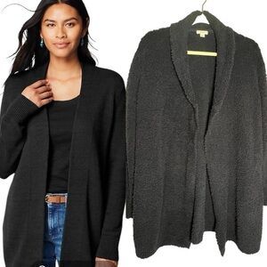 J. Jill Pure Jill Cozy Sherpa Fleece Long Line Cardigan Navy Size Medium Tall
